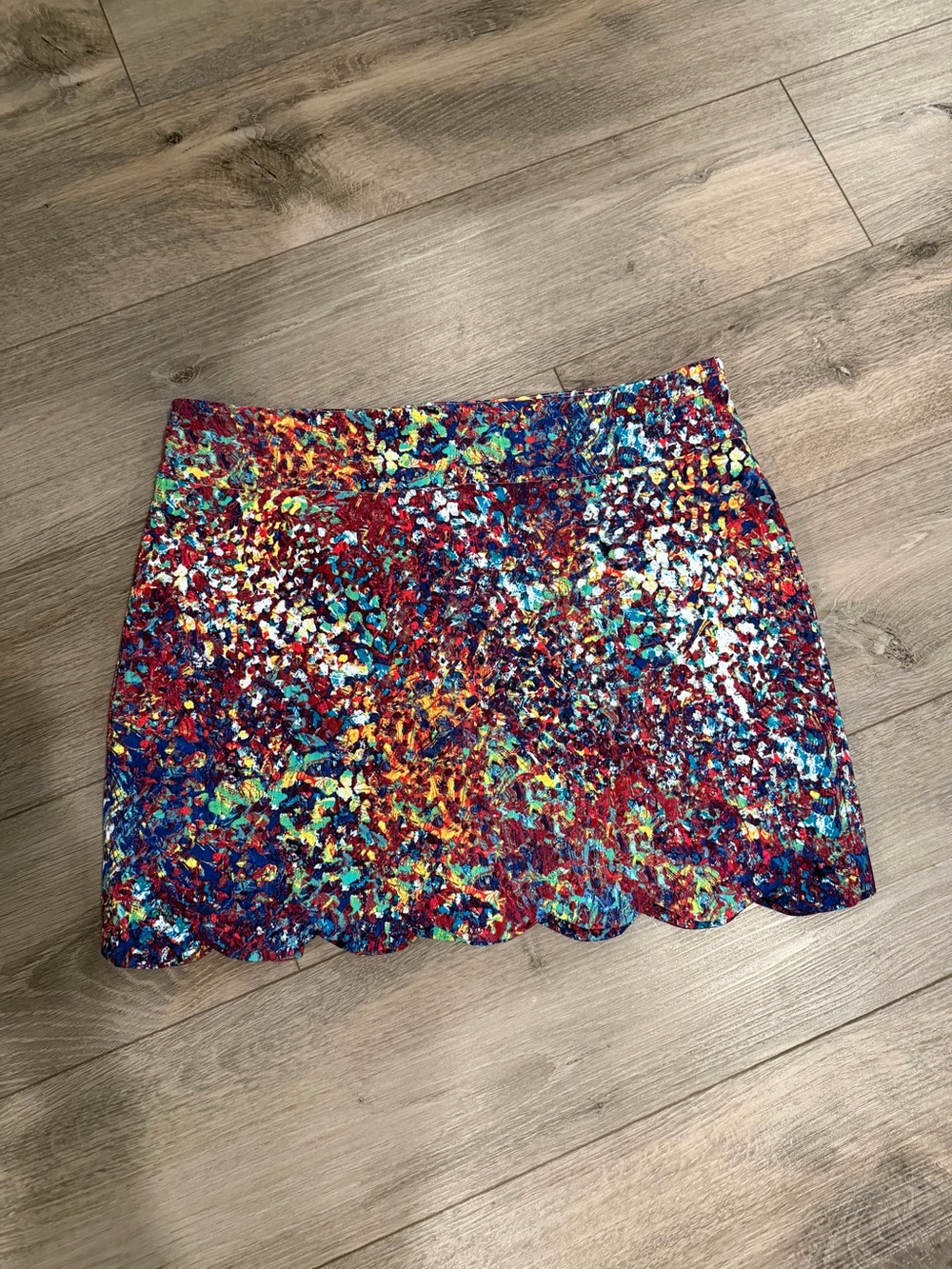Attyre Multicolor Scallop-Hem Mini Skirt